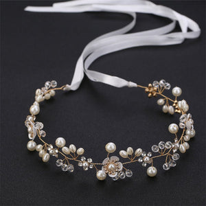 Pearl Flower Leaf Bridal Wedding Headband - Perimade & Co.