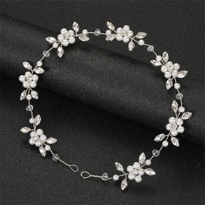 Pearl Flower Leaf Bridal Wedding Headband - Perimade & Co.