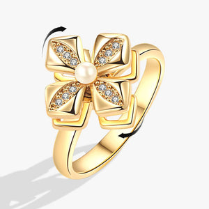 Pearl Four Leaf Clover Fidget Spinner Ring - Perimade & Co.