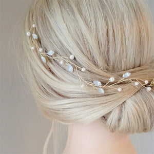 Pearl Leaf Floral Bridal Wedding Headband - Perimade & Co.