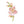 Pink floral brooch with green stem on a white background