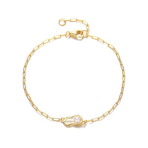 Pearl Peanut Charm Stacking Chain Bracelet - Perimade & Co.
