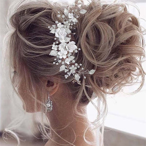 Pearl Rose Flower Leaf Bridal Wedding Hairpin - Perimade & Co.