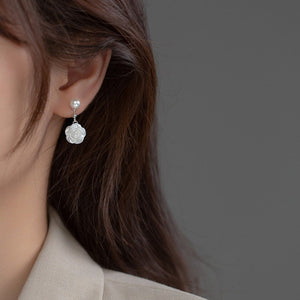 Pearl Rose Flower Wedding Drop Earrings - Perimade & Co.