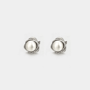 Pearl Rose Flower Wedding Stud Earrings - Perimade & Co.