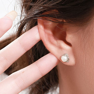 Pearl Rose Flower Wedding Stud Earrings - Perimade & Co.