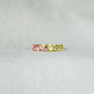 Peridot Pink Sapphire Cluster Vine Band Ring - Perimade & Co.