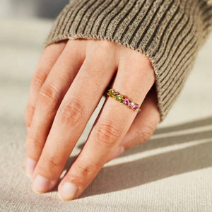 Peridot Pink Sapphire Cluster Vine Band Ring - Perimade & Co.