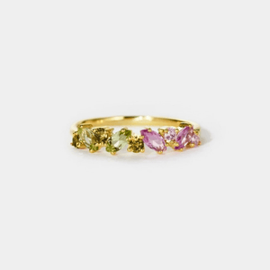 Peridot Pink Sapphire Cluster Vine Band Ring - Perimade & Co.