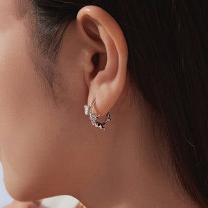 Pet Cat Chasing Butterfly Huggie Hoop Earrings - Perimade & Co.