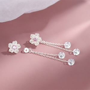 Pink Cherry Blossom Dangle Drop Earrings - Perimade & Co.