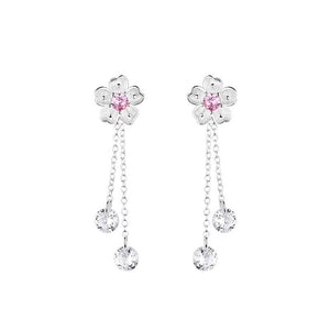 Pink Cherry Blossom Dangle Drop Earrings - Perimade & Co.