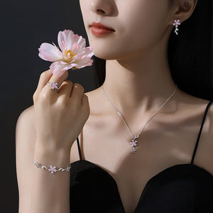 Pink Cherry Blossom Flower Charm Bracelet - Perimade & Co.