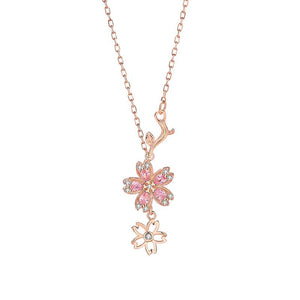 Pink Cherry Blossom Flower Charm Necklace - Perimade & Co.