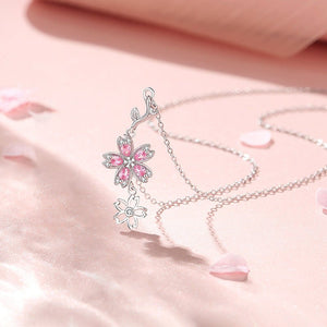 Pink Cherry Blossom Flower Charm Necklace - Perimade & Co.