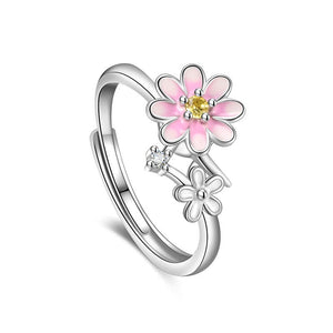 Pink Daisy Flower Anxiety Fidget Spinner Ring - Perimade & Co.