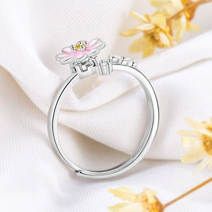 Pink Daisy Flower Anxiety Fidget Spinner Ring - Perimade & Co.