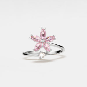 Pink Flower Fidget Spinner Bypass Ring - Perimade & Co.
