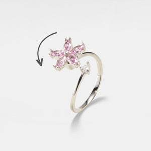 Pink Flower Fidget Spinner Bypass Ring - Perimade & Co.