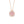 Rose gold necklace with a pink clover-shaped pendant on a white background