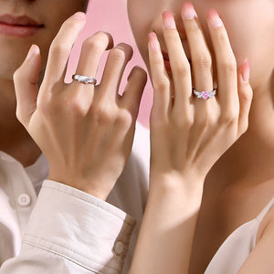Pink Heart Angel Wing Matching Couple Ring - Perimade & Co.