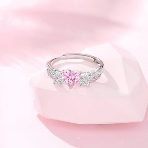 Pink Heart Angel Wing Matching Couple Ring - Perimade & Co.
