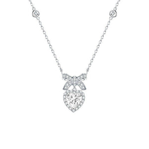 Pink Heart Bow Charm Pendant Necklace - Perimade & Co.