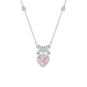 Pink Heart Bow Charm Pendant Necklace - Perimade & Co.