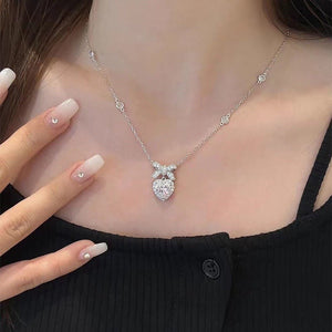 Pink Heart Bow Charm Pendant Necklace - Perimade & Co.