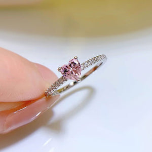 Pink Heart Pave Band Stacking Ring - Perimade & Co.