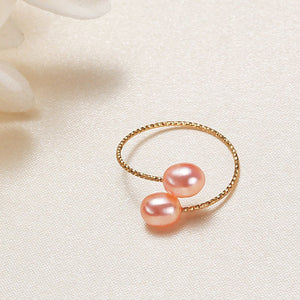 Pink Purple White Pearl Stacking Bypass Ring - Perimade & Co.