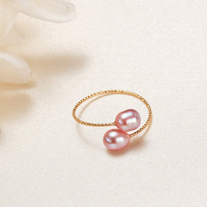 Pink Purple White Pearl Stacking Bypass Ring - Perimade & Co.