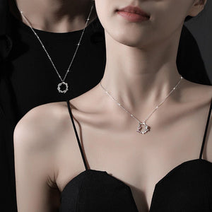Pink Rose Flower Couple Matching Necklace - Perimade & Co.