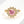 A gold-colored fidget spinner ring with a central pink gemstone and surrounded by clear stones, designed to resemble a sunflower.