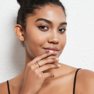 Pink Tulip Flower Stacking Bypass Ring - Perimade & Co.