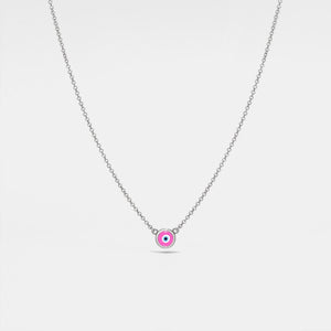 Necklace with a small round pendant on a light gray background