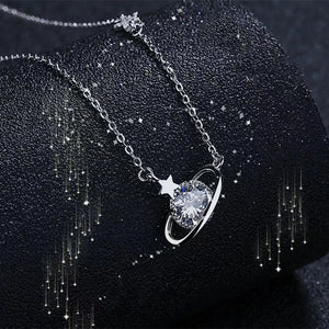 Planet Saturn Star Charm Pendant Necklace - Perimade & Co.