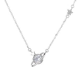 Planet Saturn Star Charm Pendant Necklace - Perimade & Co.