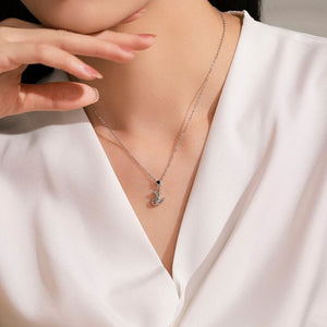 Playful Cat Sapphire Blue CZ Charm Necklace - Perimade & Co.