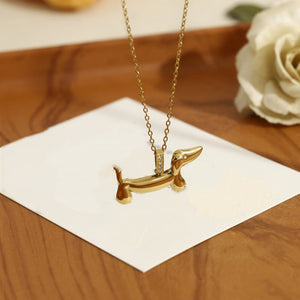 Playful Dachshund CZ Bale Pendant Necklace - Perimade & Co.