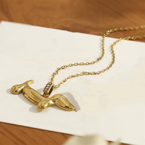 Playful Dachshund CZ Bale Pendant Necklace - Perimade & Co.