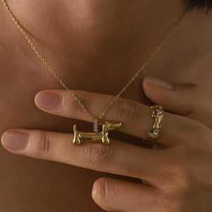 Playful Dachshund CZ Bale Pendant Necklace - Perimade & Co.