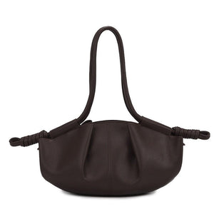 Pleated Leather Dual Knot Shoulder Handbag - Perimade & Co.