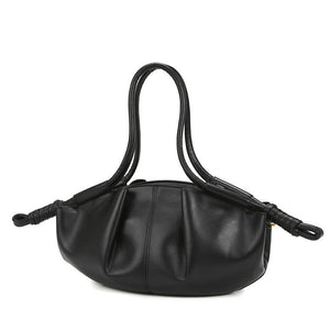 Pleated Leather Dual Knot Shoulder Handbag - Perimade & Co.