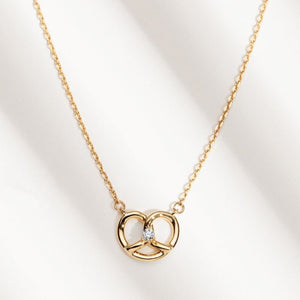 Pretzel Motif Crystal Accent Pendant Necklace - Perimade & Co.