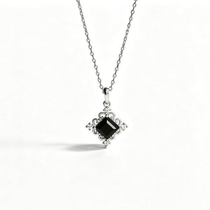 Princess Black CZ Filigree Pendant Necklace - Perimade & Co.