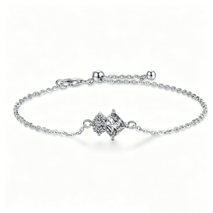 Princess Moissanite Adjustable Chain Bracelet - Perimade & Co.