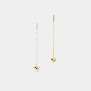 Puffy Heart Dangle Drop Threader Earrings - Perimade & Co.