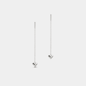 Puffy Heart Dangle Drop Threader Earrings - Perimade & Co.