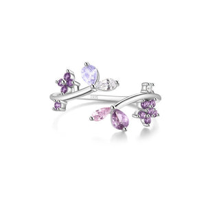 Purple Flower Leaf Stacking Bypass Ring - Perimade & Co.